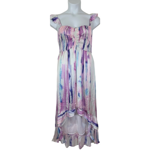 Storia Pink and Blue Hues High-Low Maxi Dress SKU0873